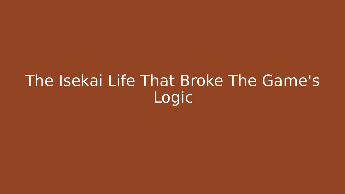 The Isekai Life That Broke The Game's Logic