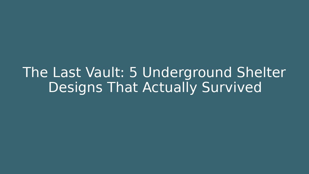 The Last Vault: 5 Underground Shelter Designs That Actually Survived