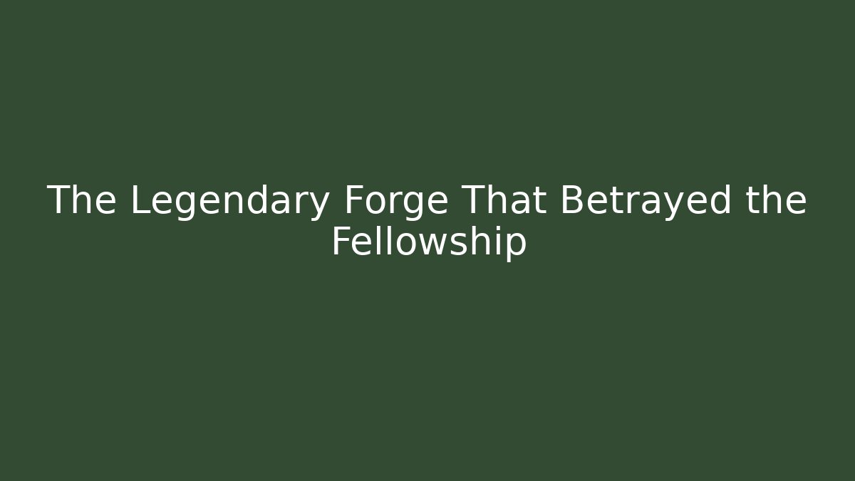 The Legendary Forge That Betrayed the Fellowship