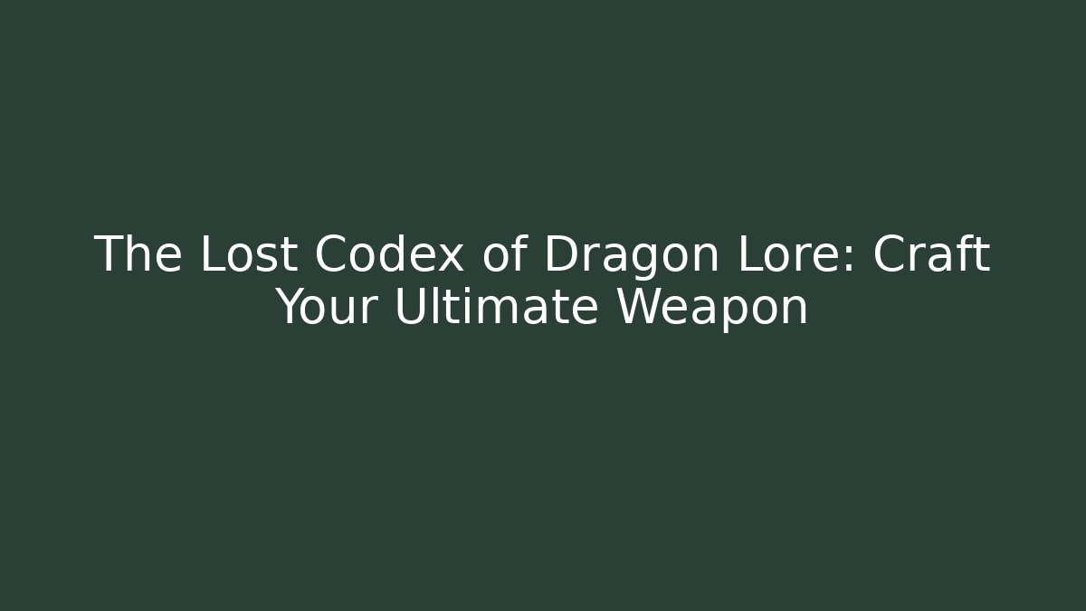 The Lost Codex of Dragon Lore: Craft Your Ultimate Weapon