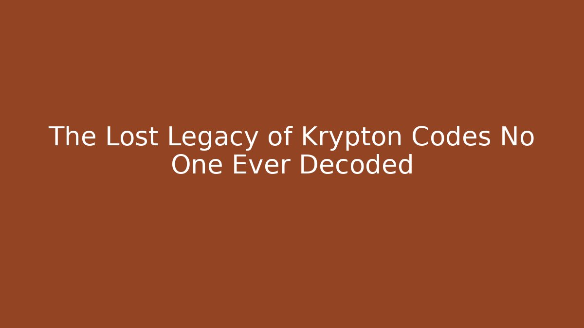 The Lost Legacy of Krypton Codes No One Ever Decoded