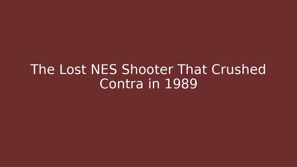 The Lost NES Shooter That Crushed Contra in 1989