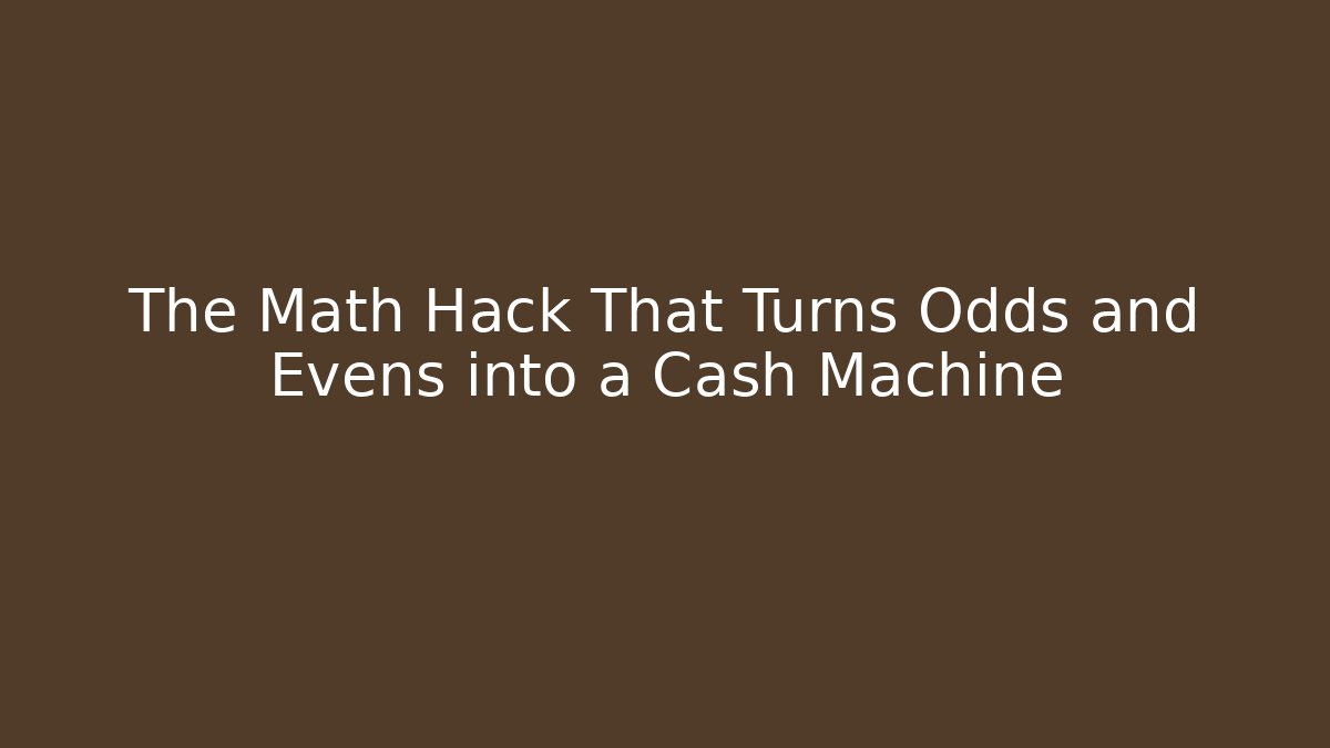 The Math Hack That Turns Odds and Evens into a Cash Machine - Vintage E-Juice