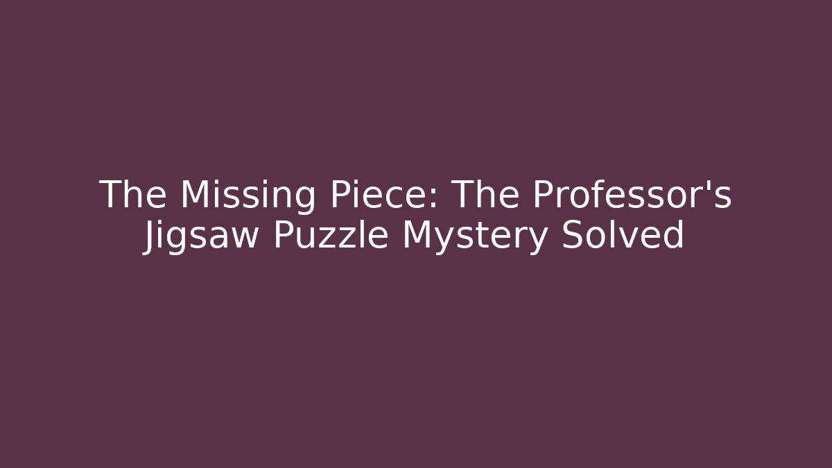The Missing Piece: The Professor's Jigsaw Puzzle Mystery Solved