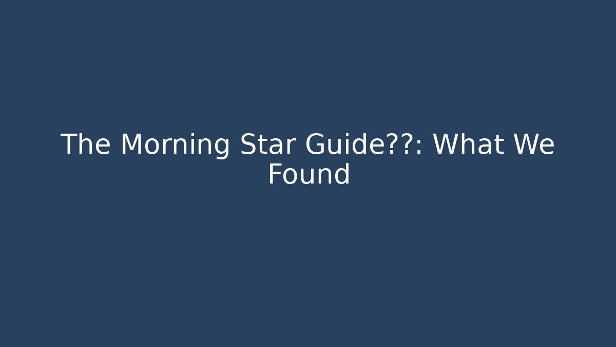 The Morning Star Guide结局: What We Found