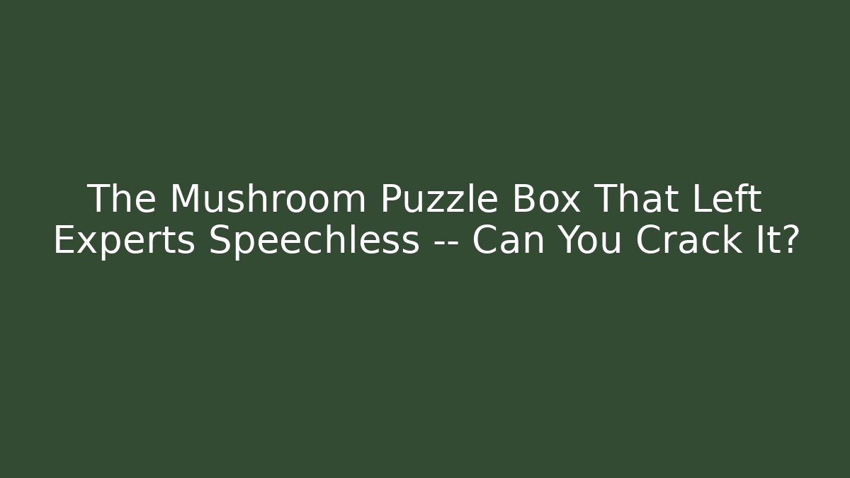 The Mushroom Puzzle Box That Left Experts Speechless — Can You Crack It?
