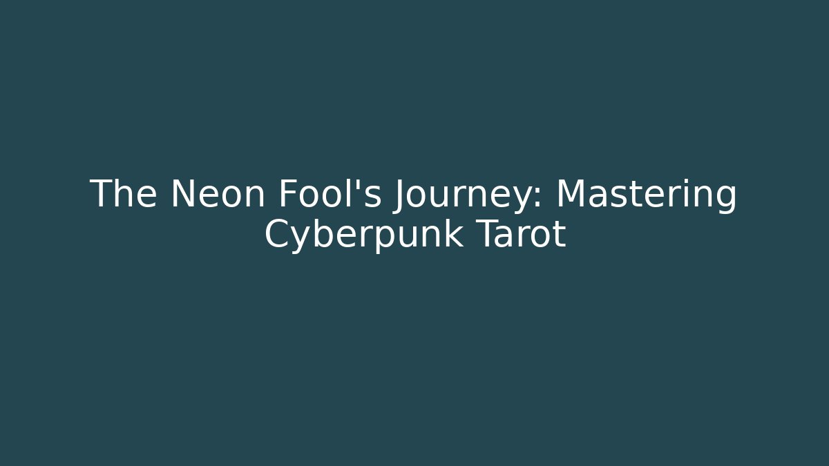 The Neon Fool's Journey: Mastering Cyberpunk Tarot