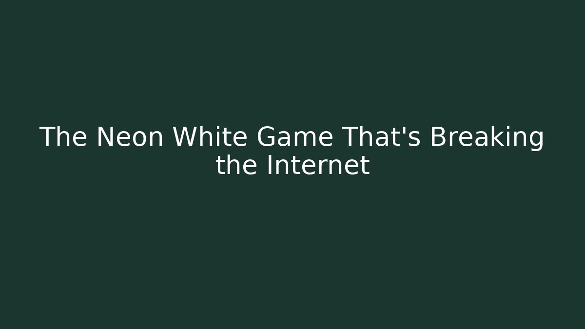 The Neon White Game That’s Breaking the Internet