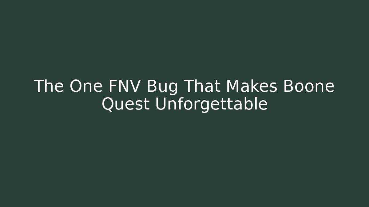 The One FNV Bug That Makes Boone Quest Unforgettable