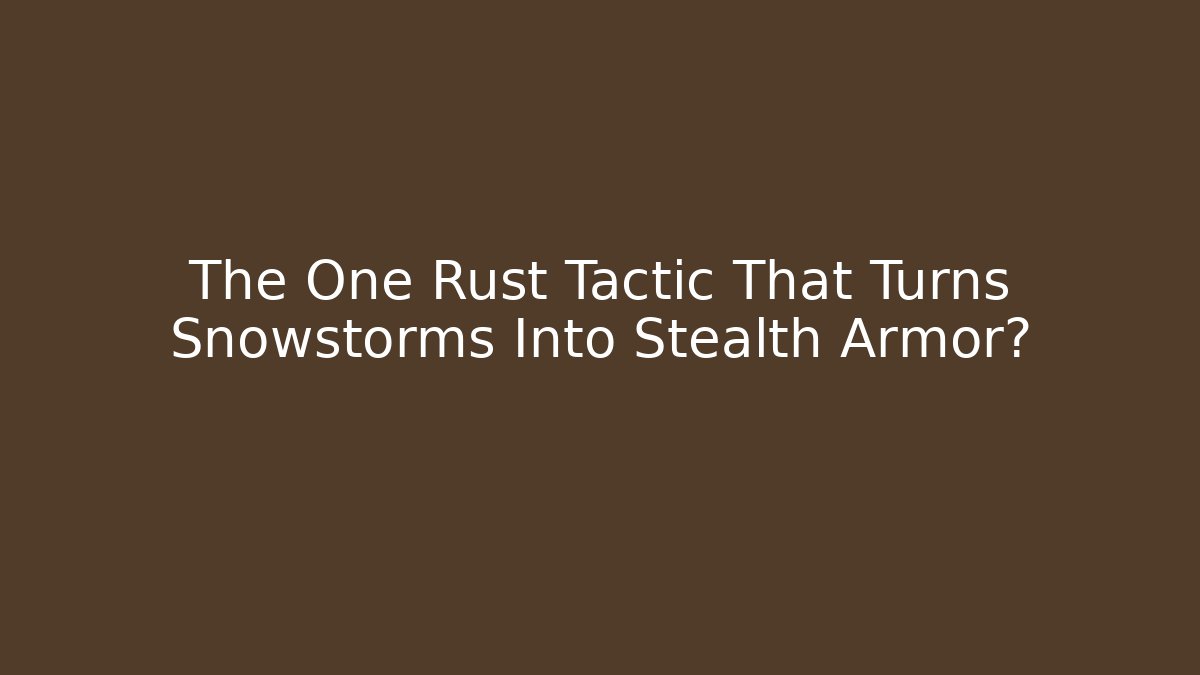 The One Rust Tactic That Turns Snowstorms Into Stealth Armor? - Vintage E-Juice