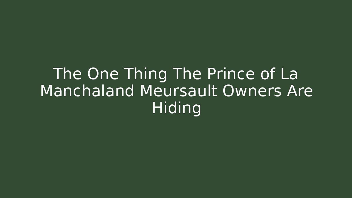 The One Thing The Prince of La Manchaland Meursault Owners Are Hiding