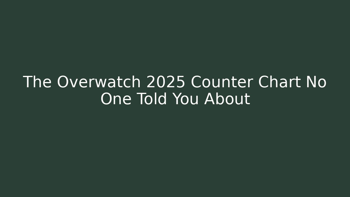 The Overwatch 2025 Counter Chart No One Told You About