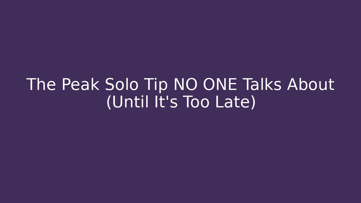 The Peak Solo Tip NO ONE Talks About (Until It’s Too Late) - Vintage E-Juice
