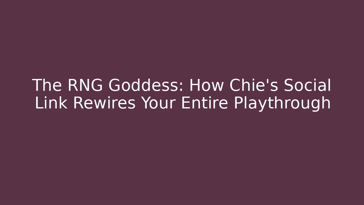 The RNG Goddess: How Chie's Social Link Rewires Your Entire Playthrough