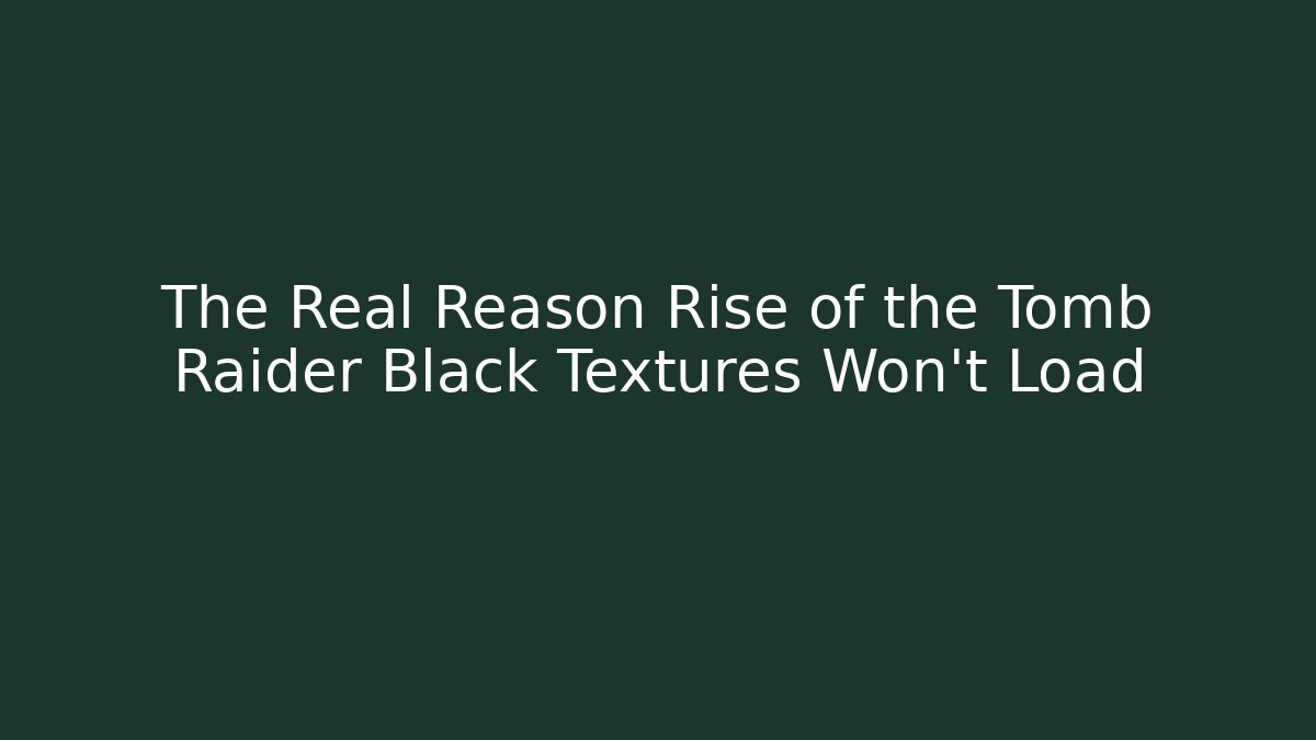 The Real Reason Rise of the Tomb Raider Black Textures Won’t Load