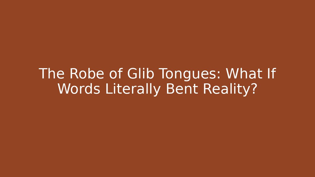 The Robe of Glib Tongues: What If Words Literally Bent Reality?