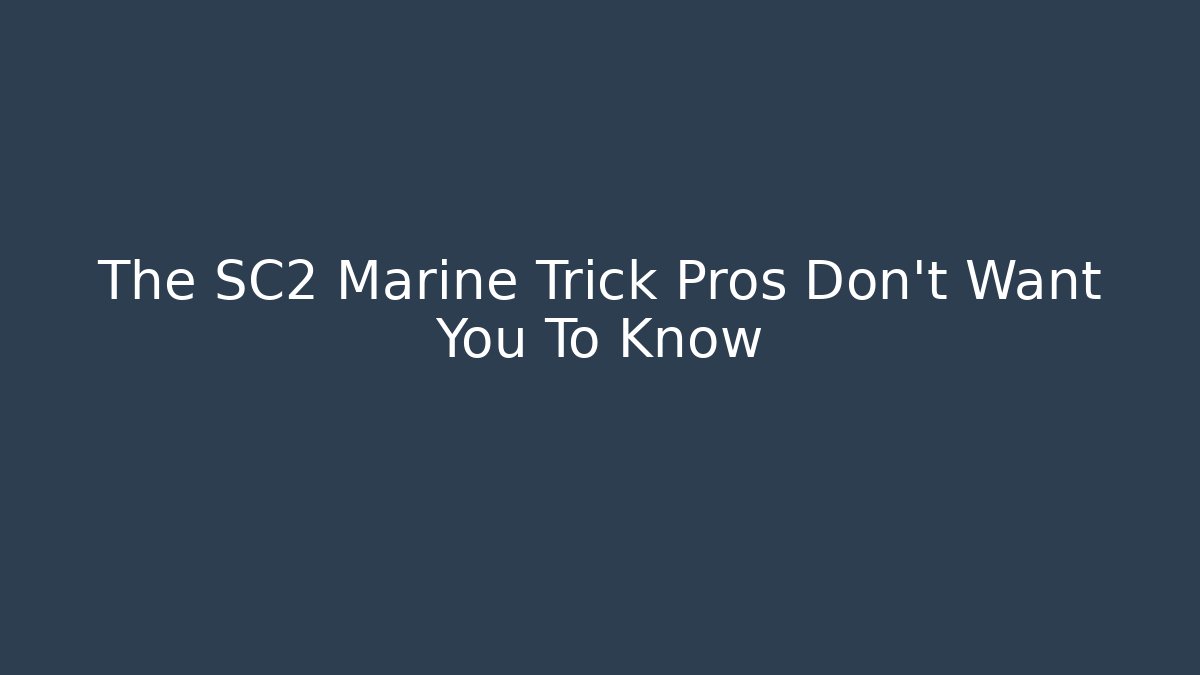 The SC2 Marine Trick Pros Don't Want You To Know