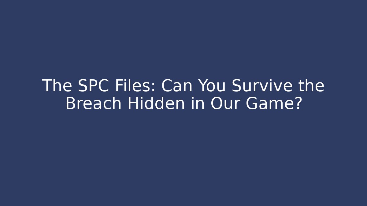 The SPC Files: Can You Survive the Breach Hidden in Our Game?