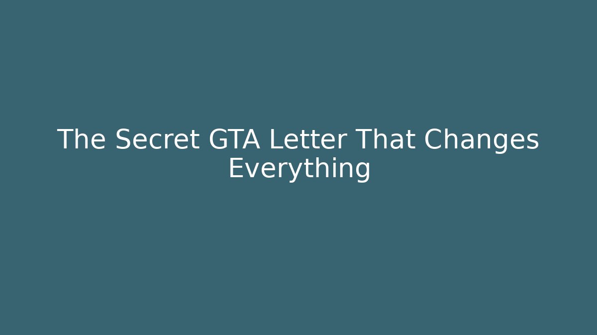 The Secret GTA Letter That Changes Everything - Vintage E-Juice