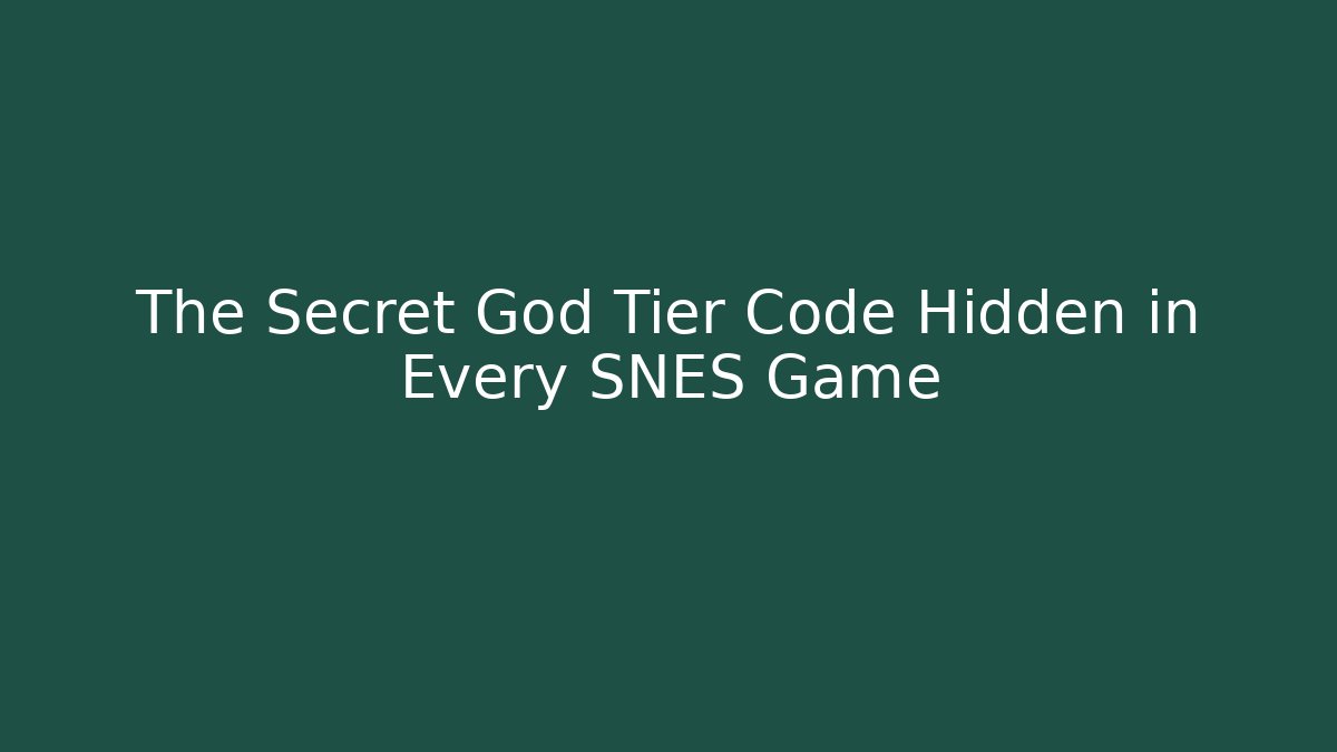 The Secret God Tier Code Hidden in Every SNES Game