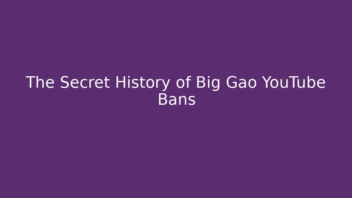 The Secret History of Big Gao YouTube Bans