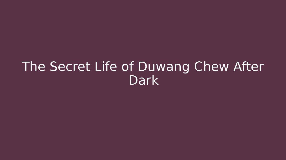 The Secret Life of Duwang Chew After Dark