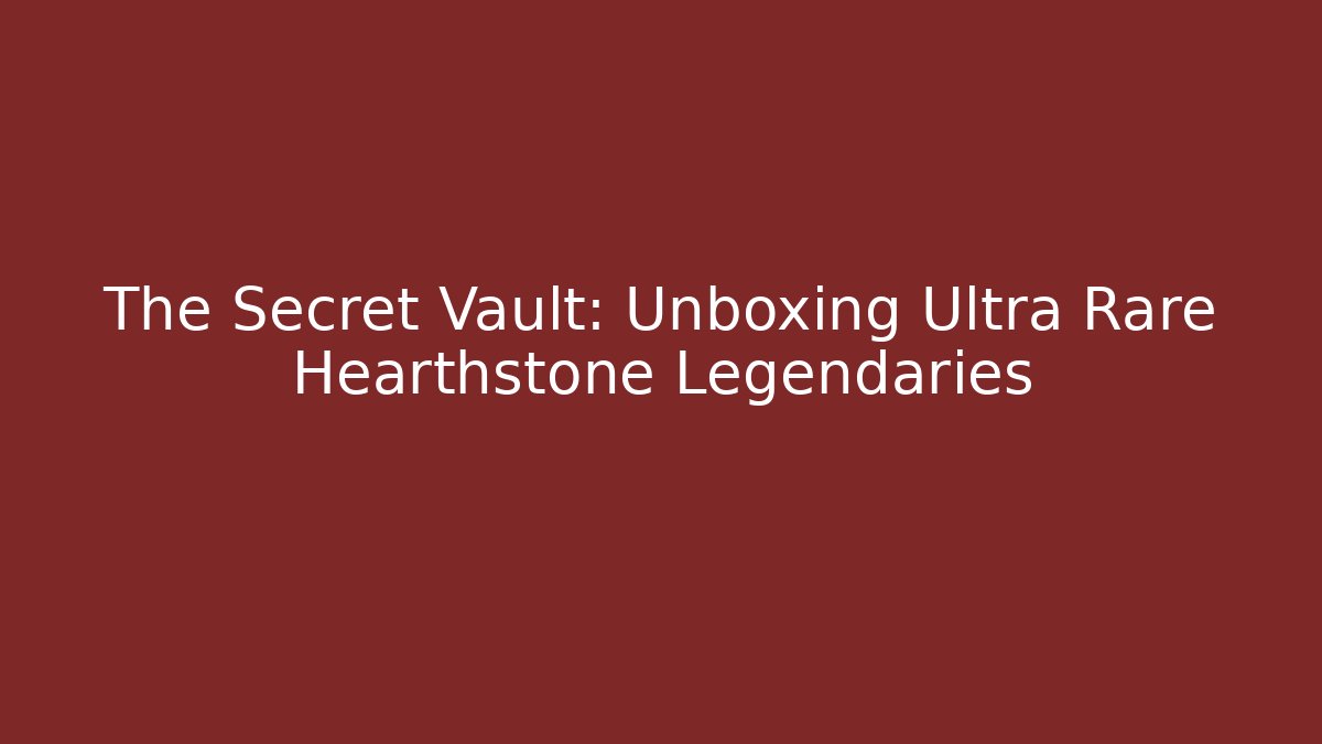 The Secret Vault: Unboxing Ultra Rare Hearthstone Legendaries