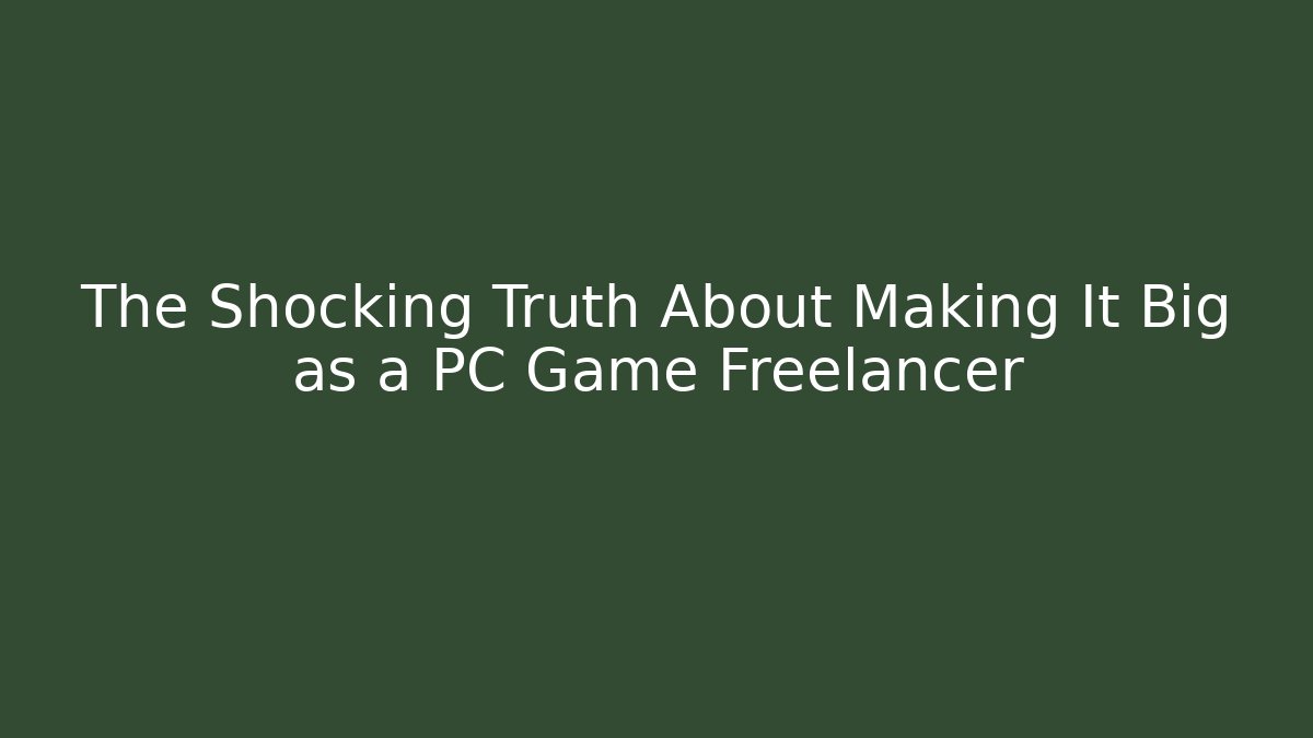 The Shocking Truth About Making It Big as a PC Game Freelancer - Vintage E-Juice