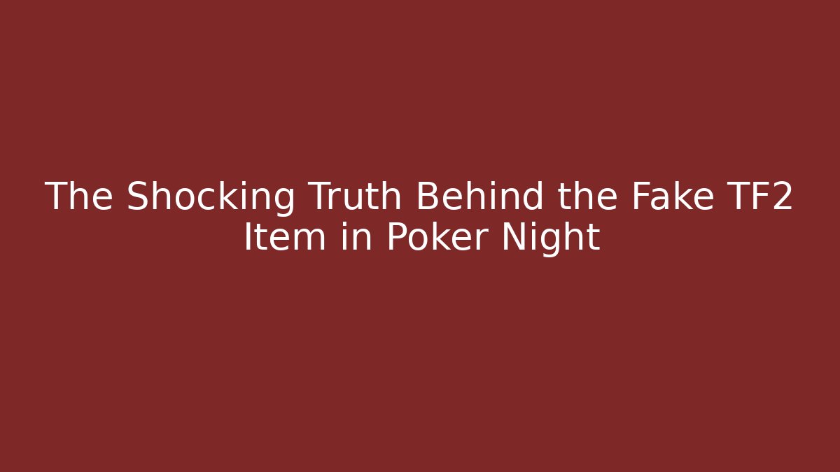 The Shocking Truth Behind the Fake TF2 Item in Poker Night