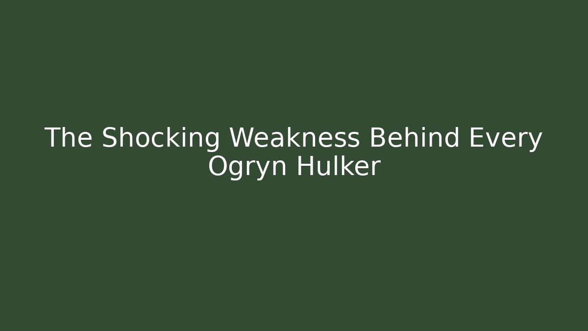 The Shocking Weakness Behind Every Ogryn Hulker
