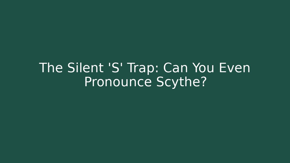 The Silent 'S' Trap: Can You Even Pronounce Scythe?