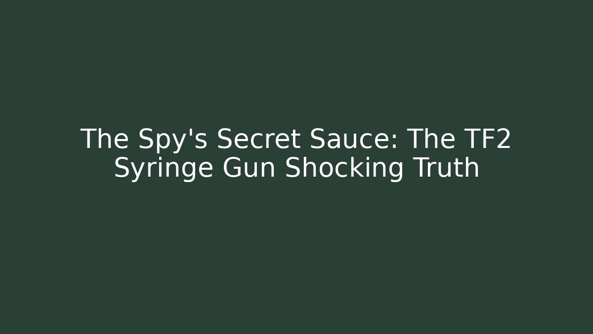 The Spy's Secret Sauce: The TF2 Syringe Gun Shocking Truth