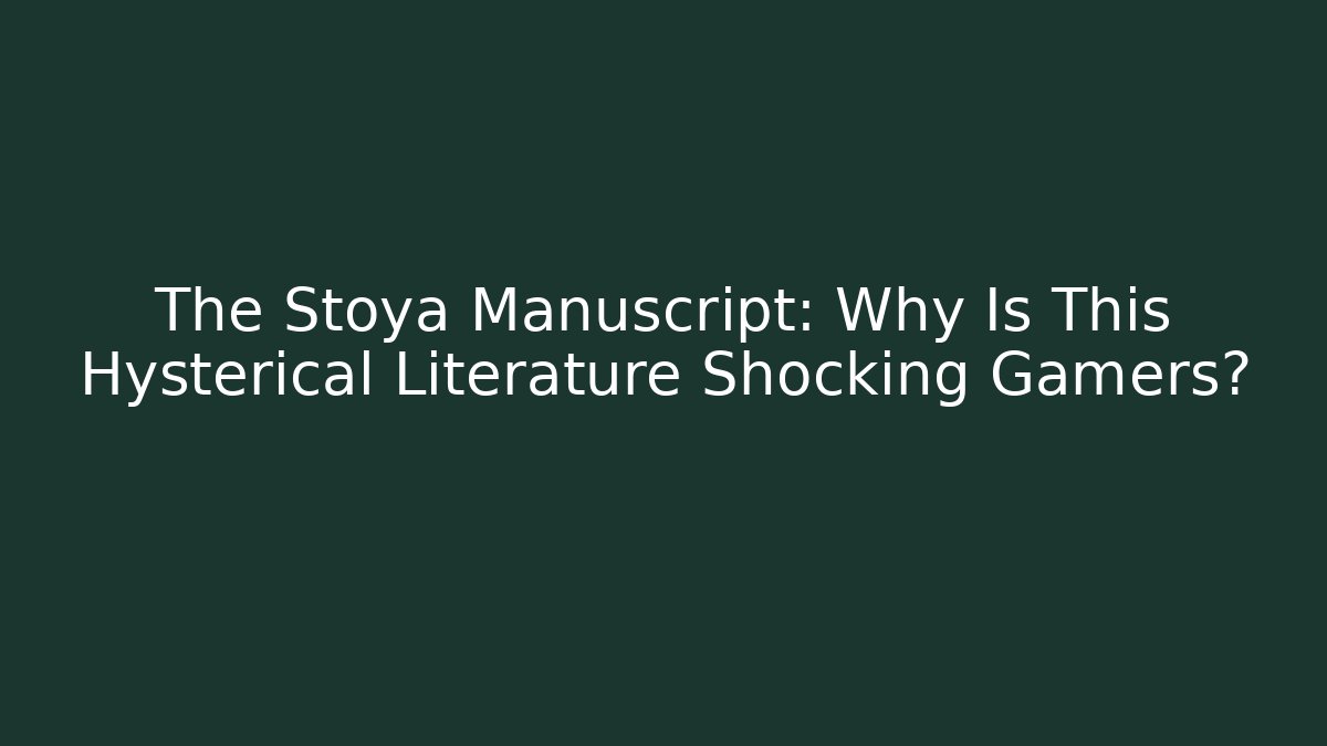 The Stoya Manuscript: Why Is This Hysterical Literature Shocking Gamers?