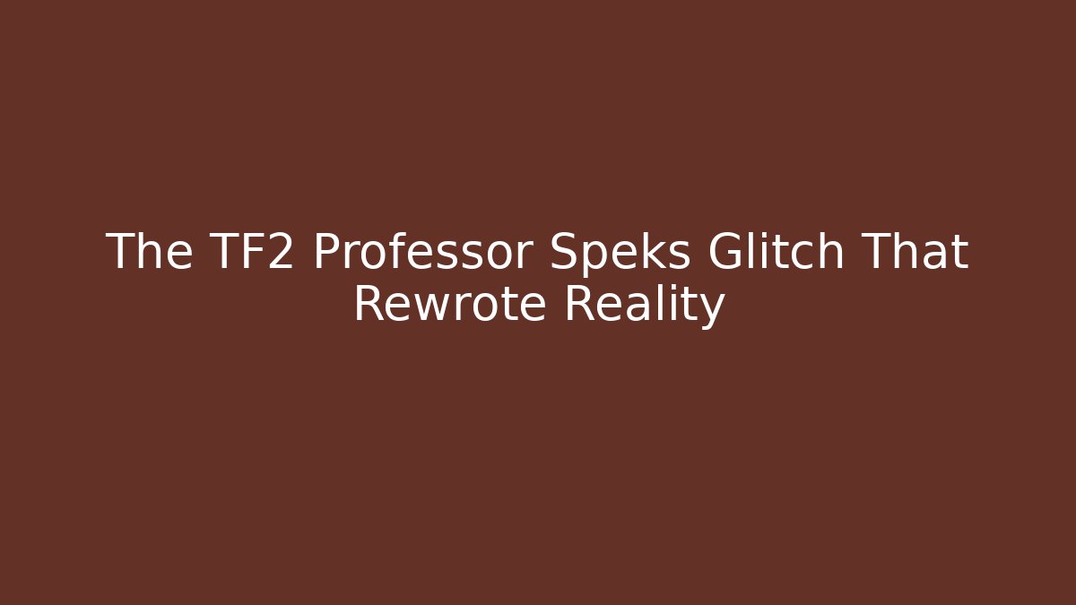 The TF2 Professor Speks Glitch That Rewrote Reality - Vintage E-Juice