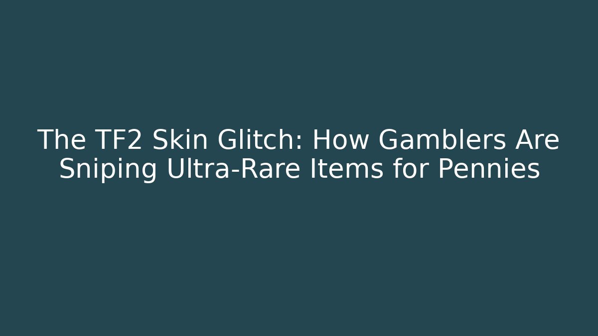 The TF2 Skin Glitch: How Gamblers Are Sniping Ultra-Rare Items for Pennies
