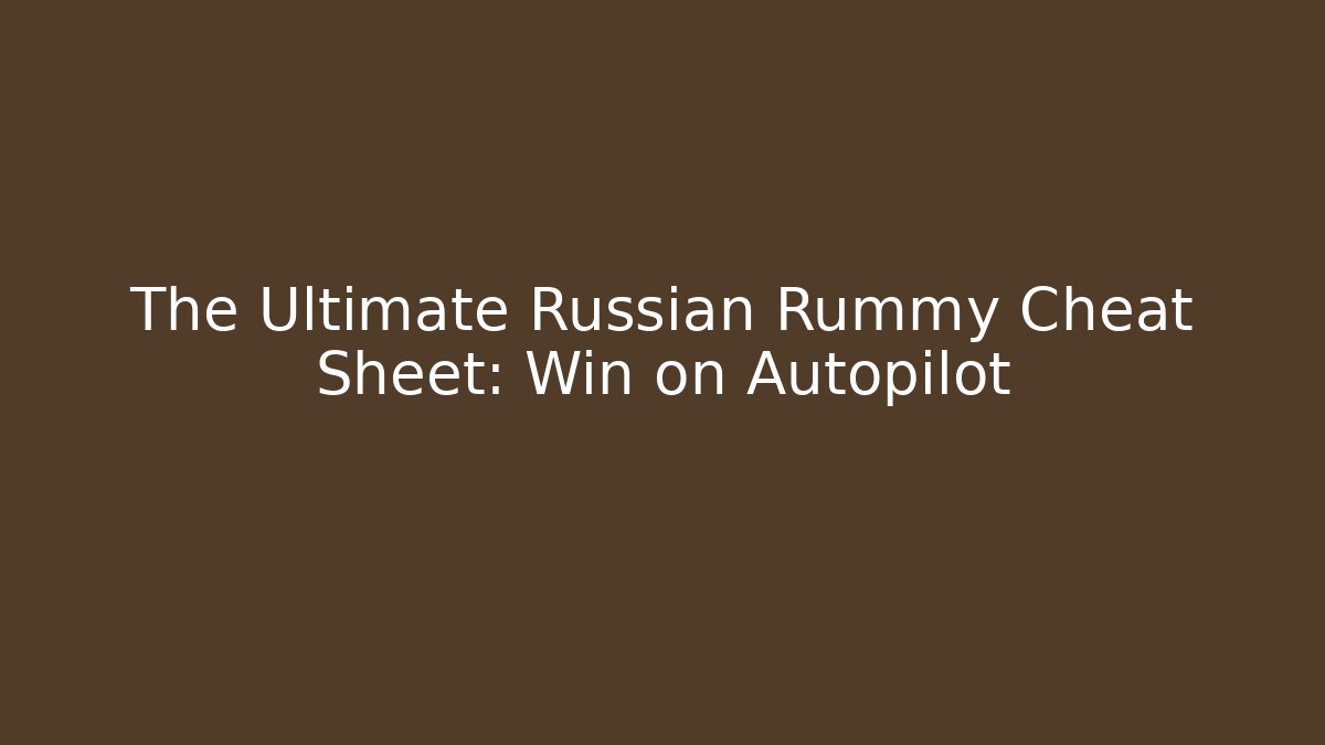 The Ultimate Russian Rummy Cheat Sheet: Win on Autopilot