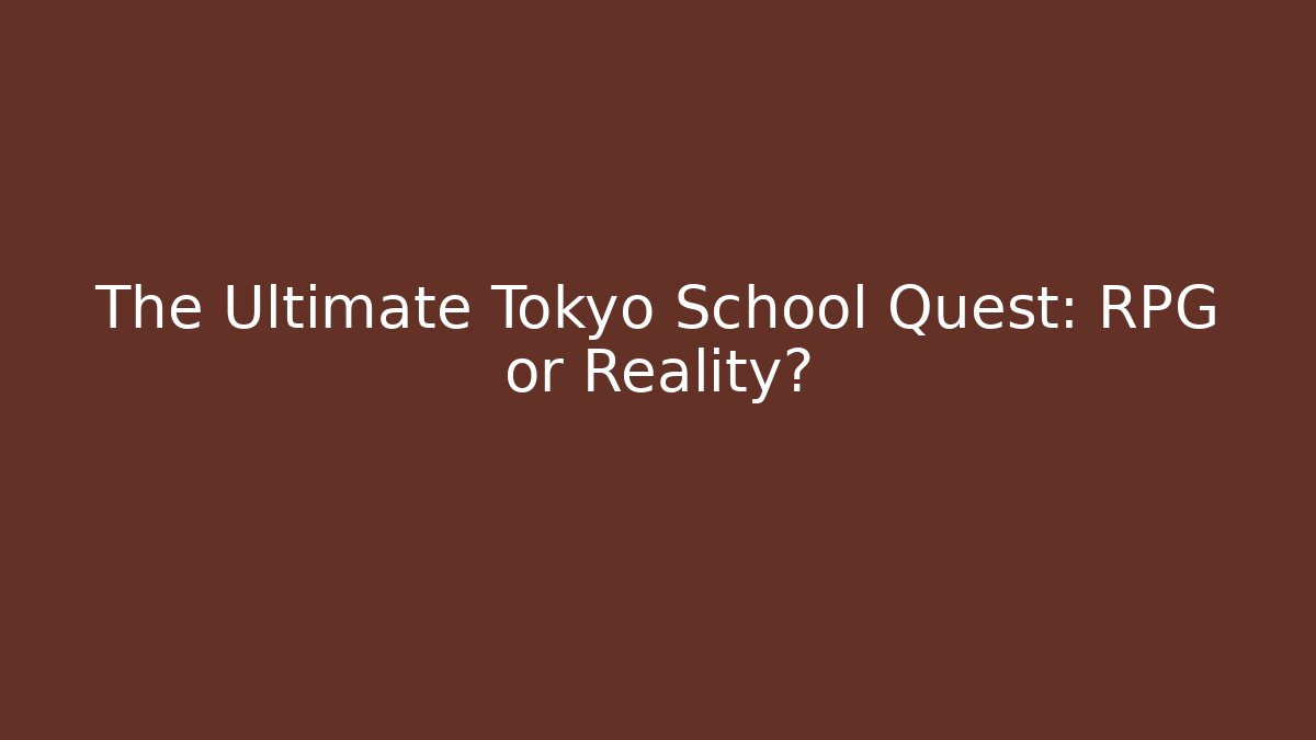 The Ultimate Tokyo School Quest: RPG or Reality?