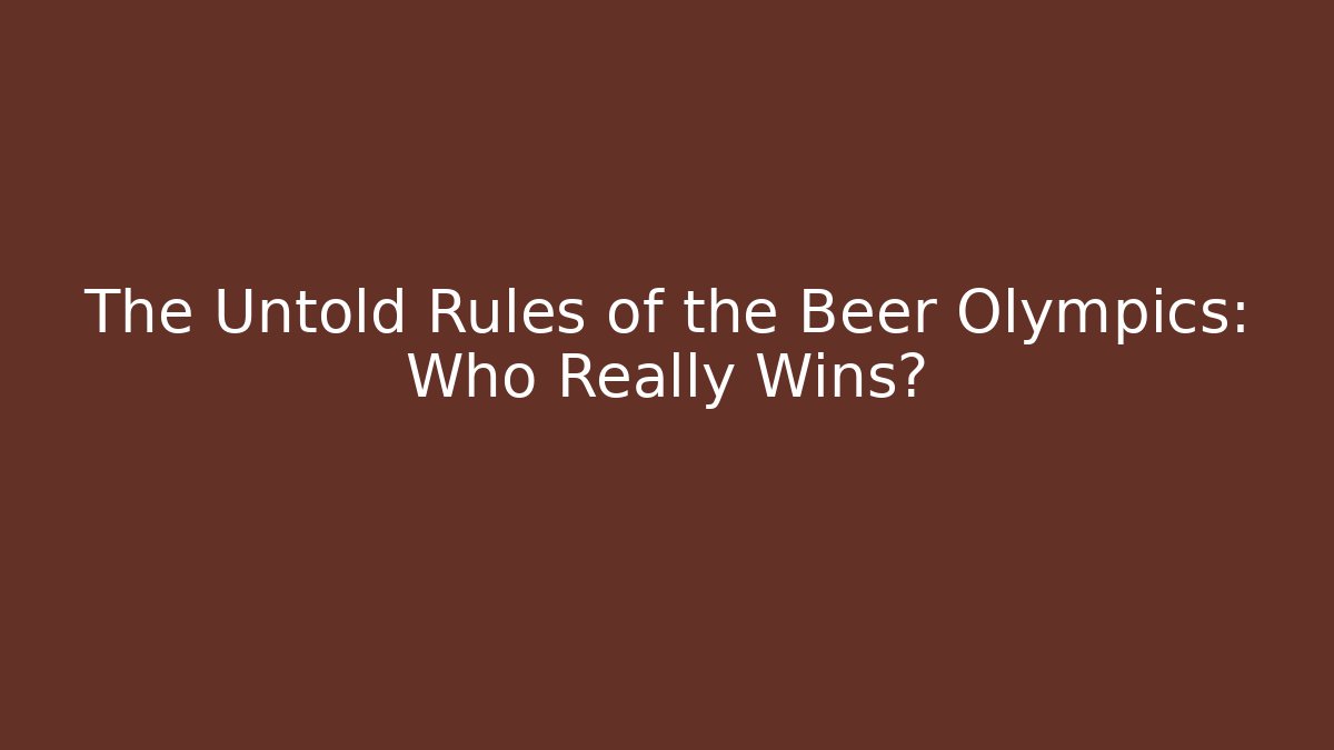 The Untold Rules of the Beer Olympics: Who Really Wins?