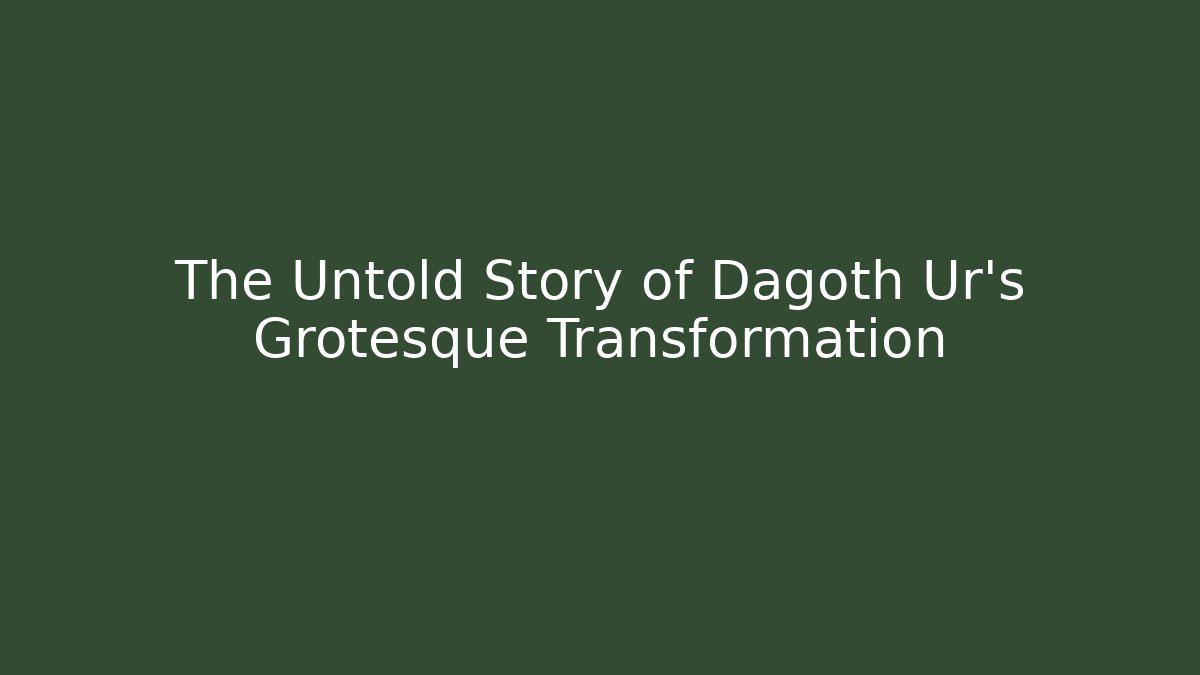 The Untold Story of Dagoth Ur's Grotesque Transformation