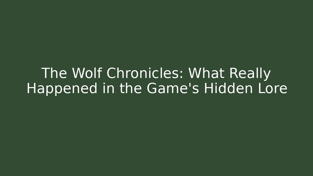 The Wolf Chronicles: What Really Happened in the Game's Hidden Lore - Vintage E-Juice