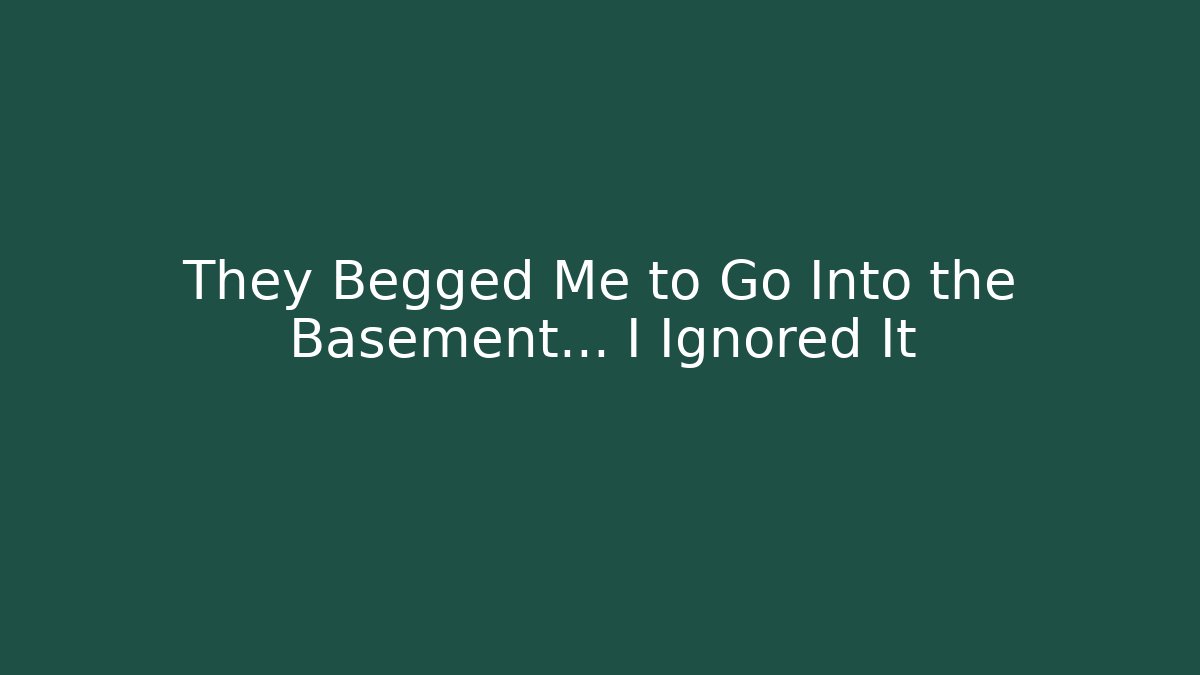 They Begged Me to Go Into the Basement… I Ignored It