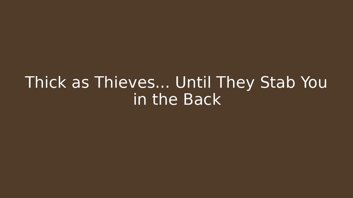 Thick as Thieves… Until They Stab You in the Back