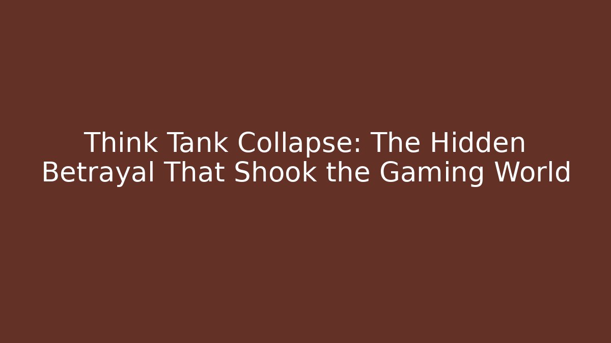Think Tank Collapse: The Hidden Betrayal That Shook the Gaming World