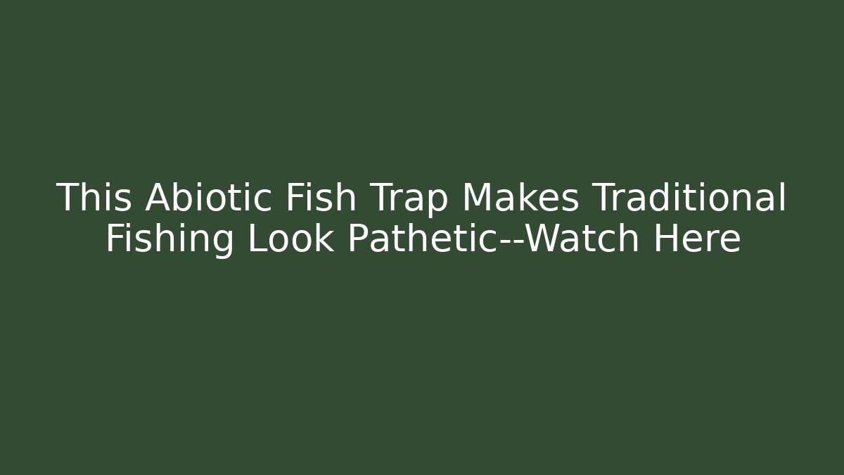 This Abiotic Fish Trap Makes Traditional Fishing Look Pathetic—Watch Here