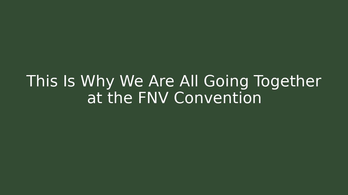 This Is Why We Are All Going Together at the FNV Convention