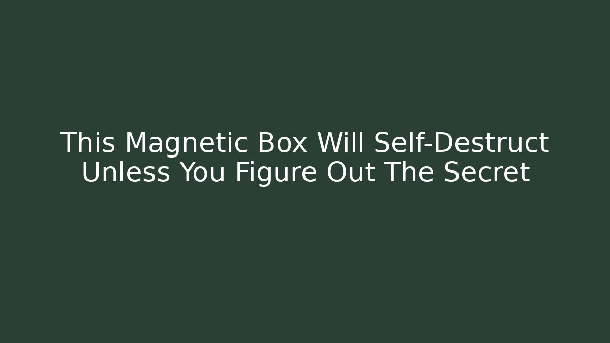 This Magnetic Box Will Self-Destruct Unless You Figure Out The Secret
