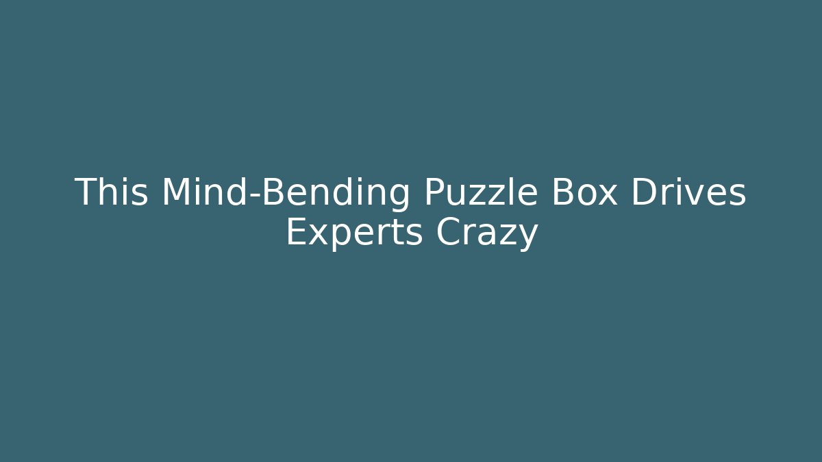 This Mind-Bending Puzzle Box Drives Experts Crazy - Vintage E-Juice