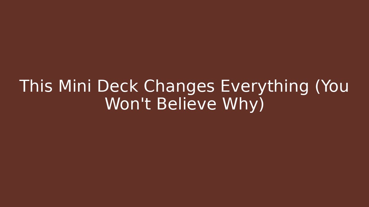 This Mini Deck Changes Everything (You Won't Believe Why) - Vintage E-Juice
