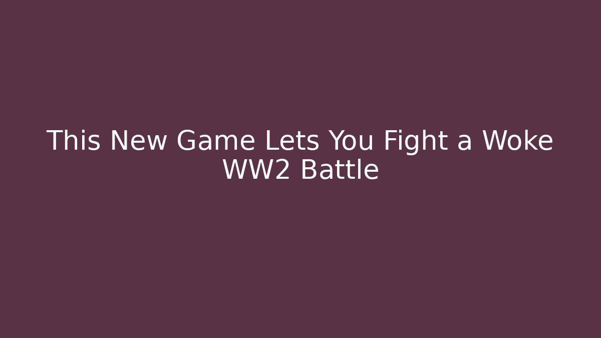 This New Game Lets You Fight a Woke WW2 Battle
