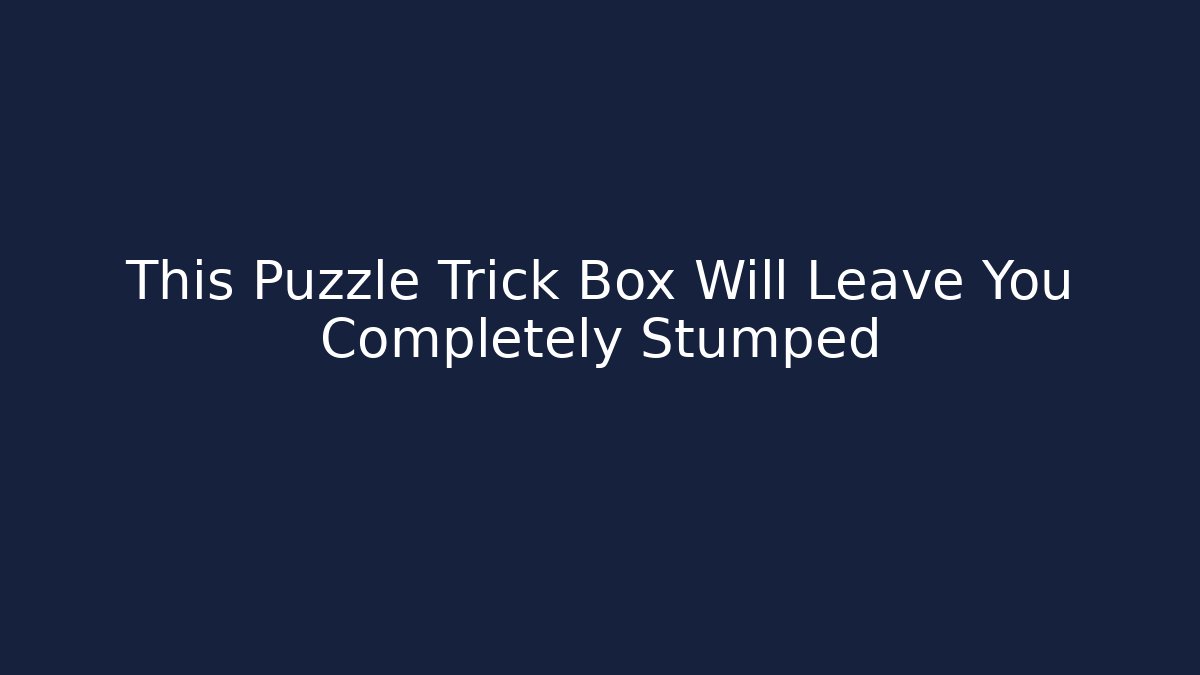 This Puzzle Trick Box Will Leave You Completely Stumped
